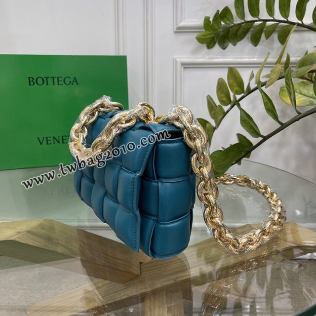 Bottega veneta高端女包 96008野鴨綠 寶緹嘉新款枕頭鏈條包 BV經典款單肩斜挎手提女包  gxz1231